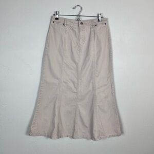 Old Navy Khaki Tan A Line Denim Maxi Skirt